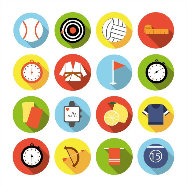 一套扁平的运动图标图片下载