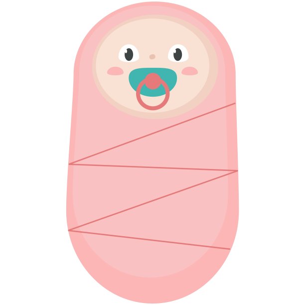 新生婴儿襁褓矢量婴儿女孩图标图片下载