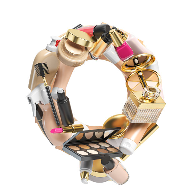 字母q:从化妆品、化妆品和美容产品中分离出来的字母。图片下载