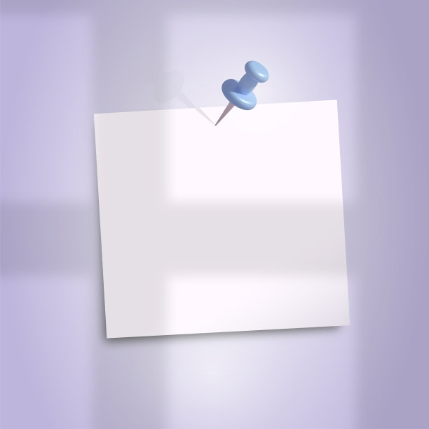 白色纸条别在淡紫色的墙上。图片下载