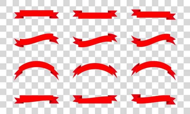 彩带横幅集。丝带的收藏。红丝带。向量的丝带图片下载