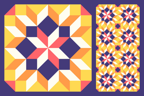 抽象几何图案的灵感来自羽绒被绗缝图片下载