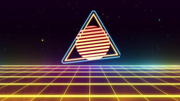 复古风格的80 -90年代激光霓虹灯背景。图片下载