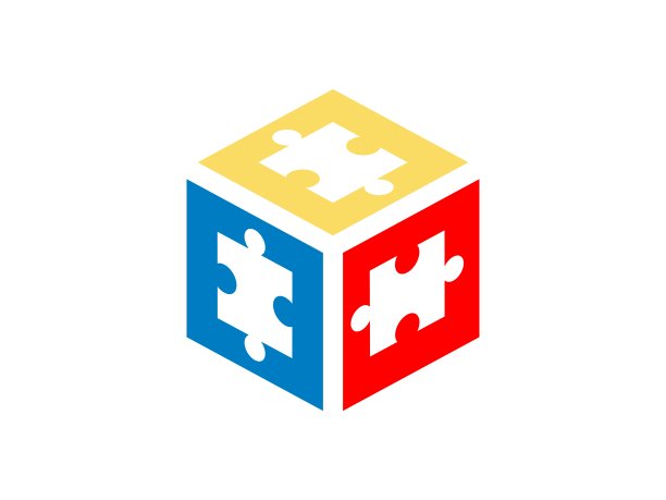 彩色盒子内拼图图片下载