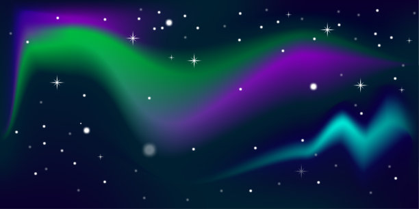 北极光横幅设计。太空旅行。运动灯光效果。矢量插图。图片下载