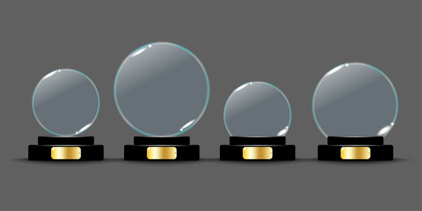 玻璃奖品放在架子上。奖的背景。玻璃有不同形状的奖品。矢量插图。图片下载