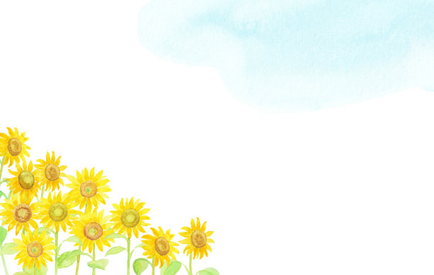 向日葵花背景画水彩图片下载