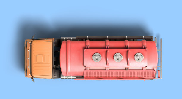 油罐车顶视图油罐车汽车3d渲染蓝色背景图片下载