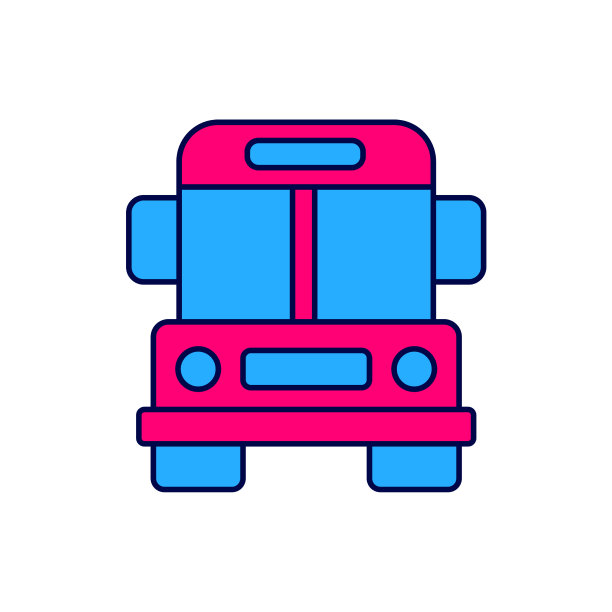 填充轮廓校车图标孤立在白色上图片下载