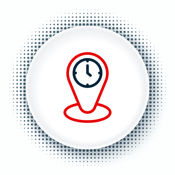 线时区时钟图标隔离在白色图片下载