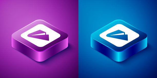 等距纸飞机图标孤立在蓝色和图片下载