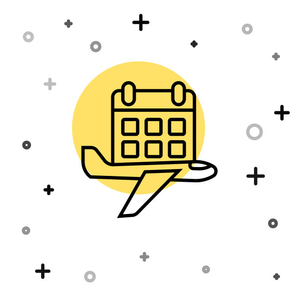 黑线旅行计划日历和飞机图片下载