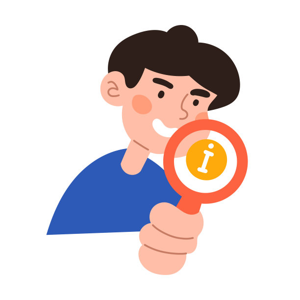 一个年轻人正在网上查找信息。寻找机会、解决方案、新的商业想法或人员的概念。彩色平面矢量插图孤立在白色上。图片下载