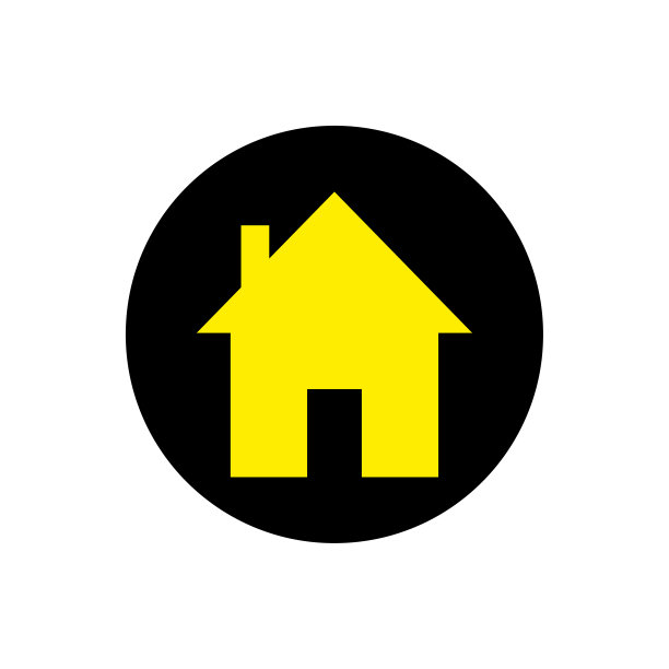 现代黄房子的标志。经营理念。矢量插图。图片下载