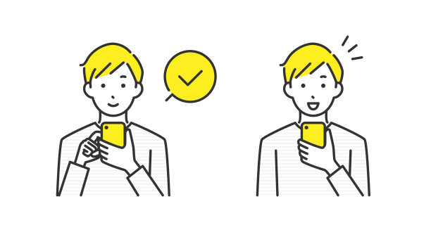 一名男子操作智能手机的插图。图片下载