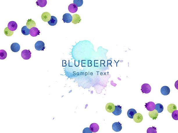水彩风格的蓝莓框架背景插图材料图片下载
