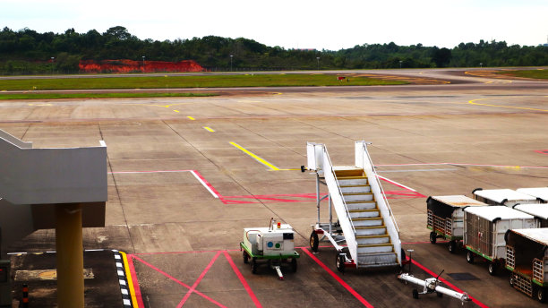 机场跑道和飞机在机场，特写照片图片下载