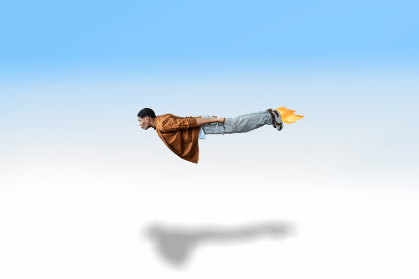 年轻男子在元宇宙飞行图片下载