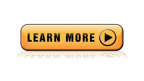 了解更多-橙色按钮与地板上的反射-孤立在白色背景图片下载