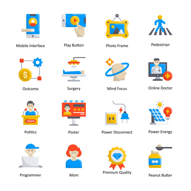 杂项矢量平面图标风格的插图。EPS 10文件集图片下载