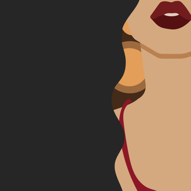 半脸的金发女孩矢量插图图片下载