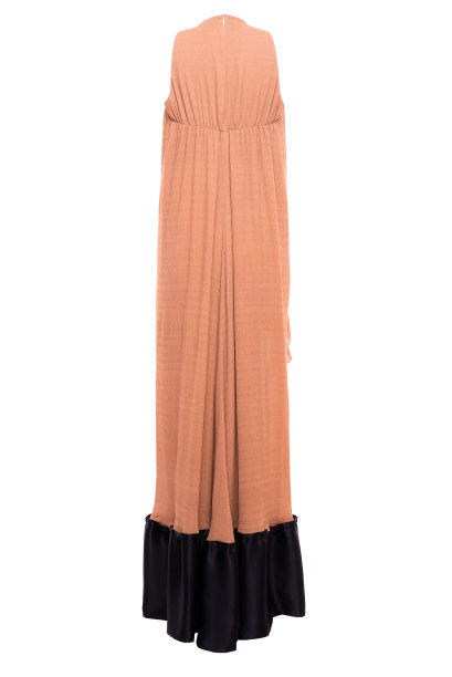 橙色复古连衣裙孤立在白色背景，一个看不见的人体模型，背影图片下载