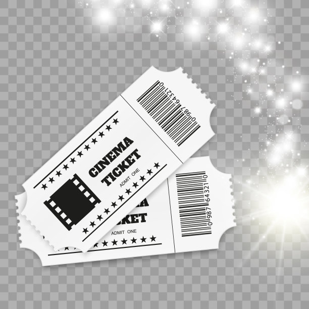 门票孤立在白色背景上。现实的前视图。彩色电影票。矢量插图。图片下载