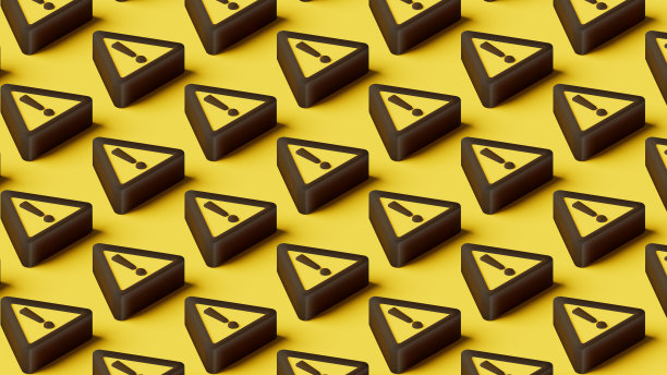 警告标志图标集2.5D视图黄色背景安全预防3D插图图片下载