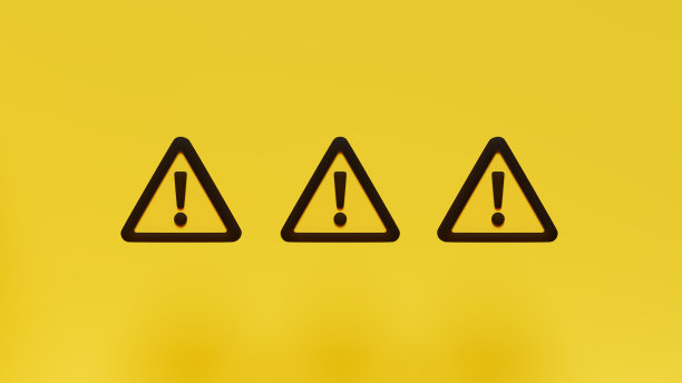 黄色背景安全预防3D插图等距视角警告标志图标图片下载