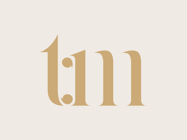 TM字母标志。小写装饰衬线字母t，字母m签名图标。奢华风格的字母首字母。图片下载