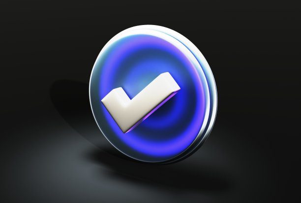 在黑暗隔离背景3d渲染中，在玻璃形态风格的圆圈中选中标记图片下载