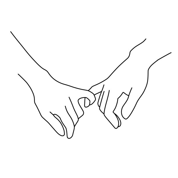 承诺用双手做手势。两个年轻人许下永恒之爱的承诺。幸福的青年男女牵手。对爱的人的概念关注，关系很好。平面向量图片下载