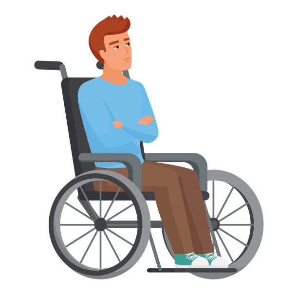 困惑的残疾人坐在轮椅上图片下载
