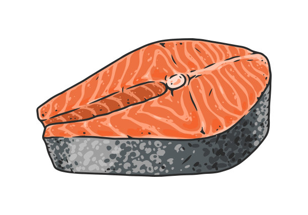 鱼排彩色复古标签图片下载