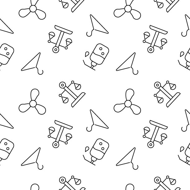 无缝矢量重复模式的规模，液体肥皂，风扇，衣架是由线图标测谎仪和网站图片下载