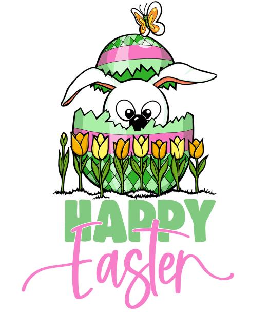 复活节快乐，兔子和郁金香图片下载