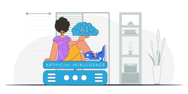 一个拥有人工智能大脑的人，时尚风格，矢量图像。图片下载