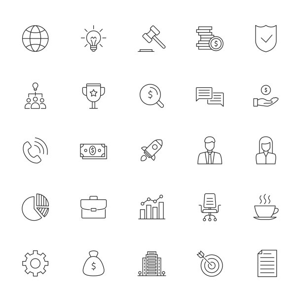 白色背景上的商业和金融图标。向量。图片下载