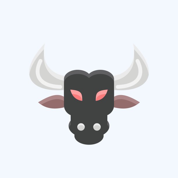 图标的公牛。与兽首符号有关。设计简单，可编辑。简单的说明图片下载