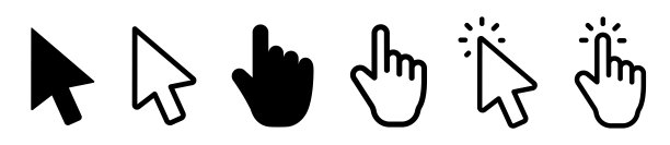 指针指针?电脑鼠标图标。点击光标，手指点击图标。电脑鼠标点击光标收集。点击光标-股票矢量。图片下载