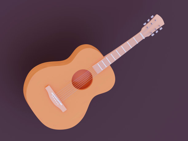 3D现实的原声吉他在孤立的背景图片下载