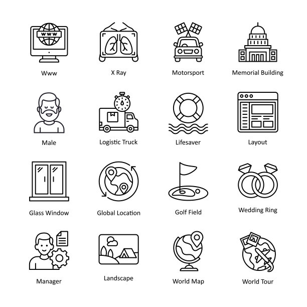 杂项矢量轮廓图标样式的插图。EPS 10文件集图片下载