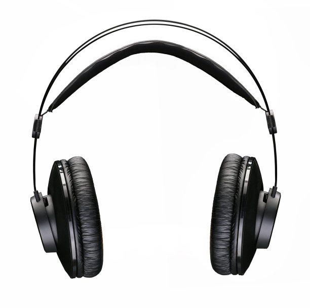 黑色耳机与白色隔离图片下载