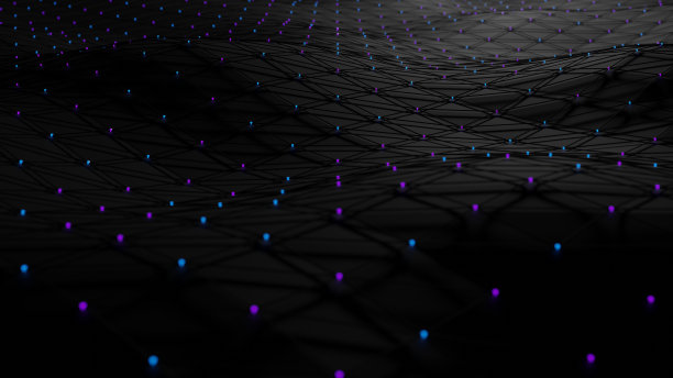 3 d渲染。决议4 k。抽象的背景。图像显示了一个带有发光球体的网格。有一个模糊的效果。可以作为背景来满足各种需求吗图片下载