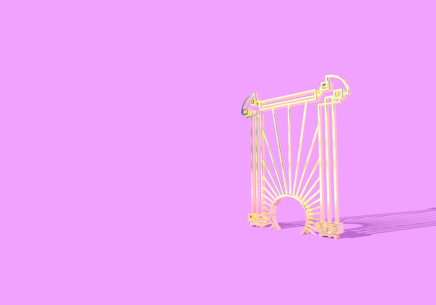 1920年复古风格的装饰艺术或现代抽象金门。三维演示图片下载