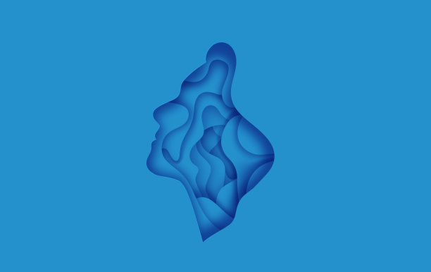 写实人像剪纸分层女子头部。剪纸女性代表心理健康、思维过程、想象或心理障碍。图片下载