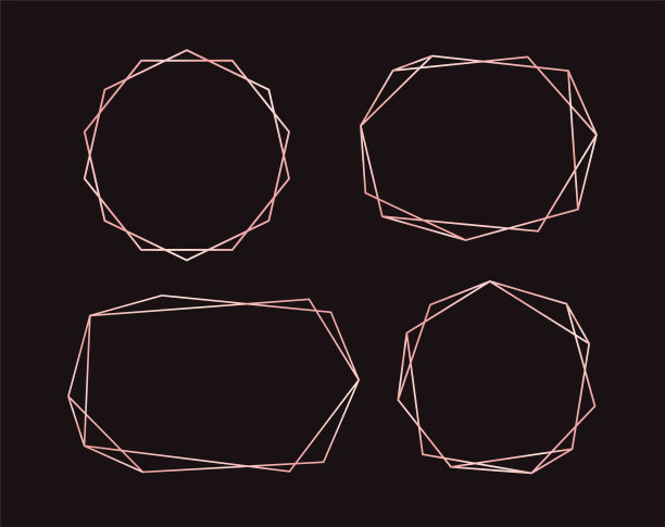 简单的几何玫瑰金框架设置。矢量现代设计模板婚礼或生日邀请，宣传册，海报，名片图片下载