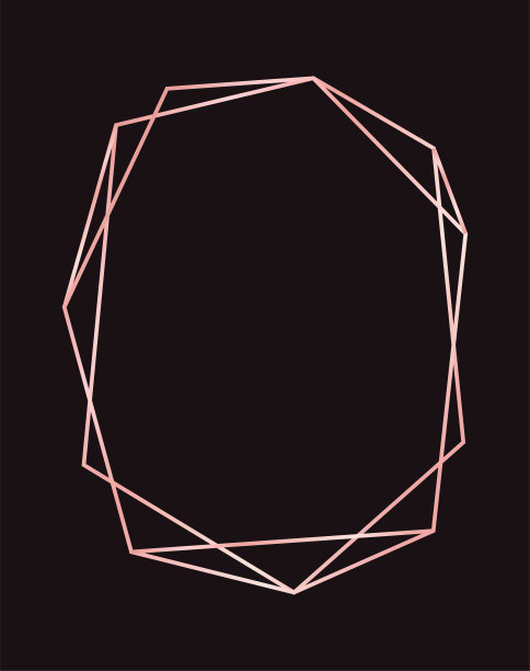 简单的几何玫瑰金框架。矢量现代设计模板婚礼或生日邀请，宣传册，海报和名片图片下载