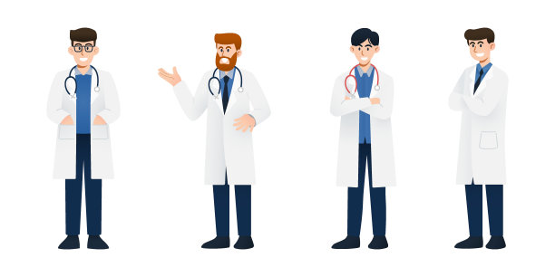 一套博士人物平面风格插图。图片下载