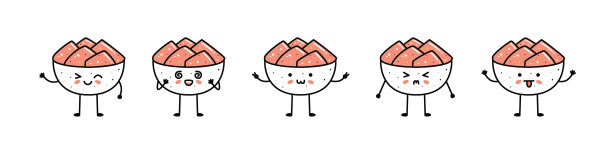 卡哇伊姜碗寿司吉祥物的卡通风格图片下载